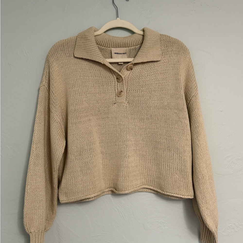 Beige Button-Up Sweater
